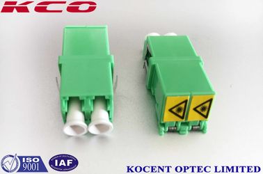 Low Insertion Loss Fiber Optic Adapter Green LC/APC Shutter Cap Duplex Coupler
