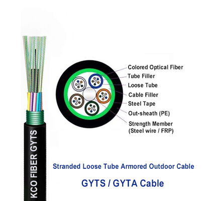 Outdoor 144 Cores 144fibers GYTS Light Armored Stranded Loose Tube Fiber Optic GYTS Cable