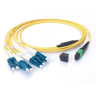Single Mode 8 Fibers APC Polished MPO MTP Break-out Patch Cable with Polarity Method A B C to LC Duplex Fiber Optic Break-out Cable